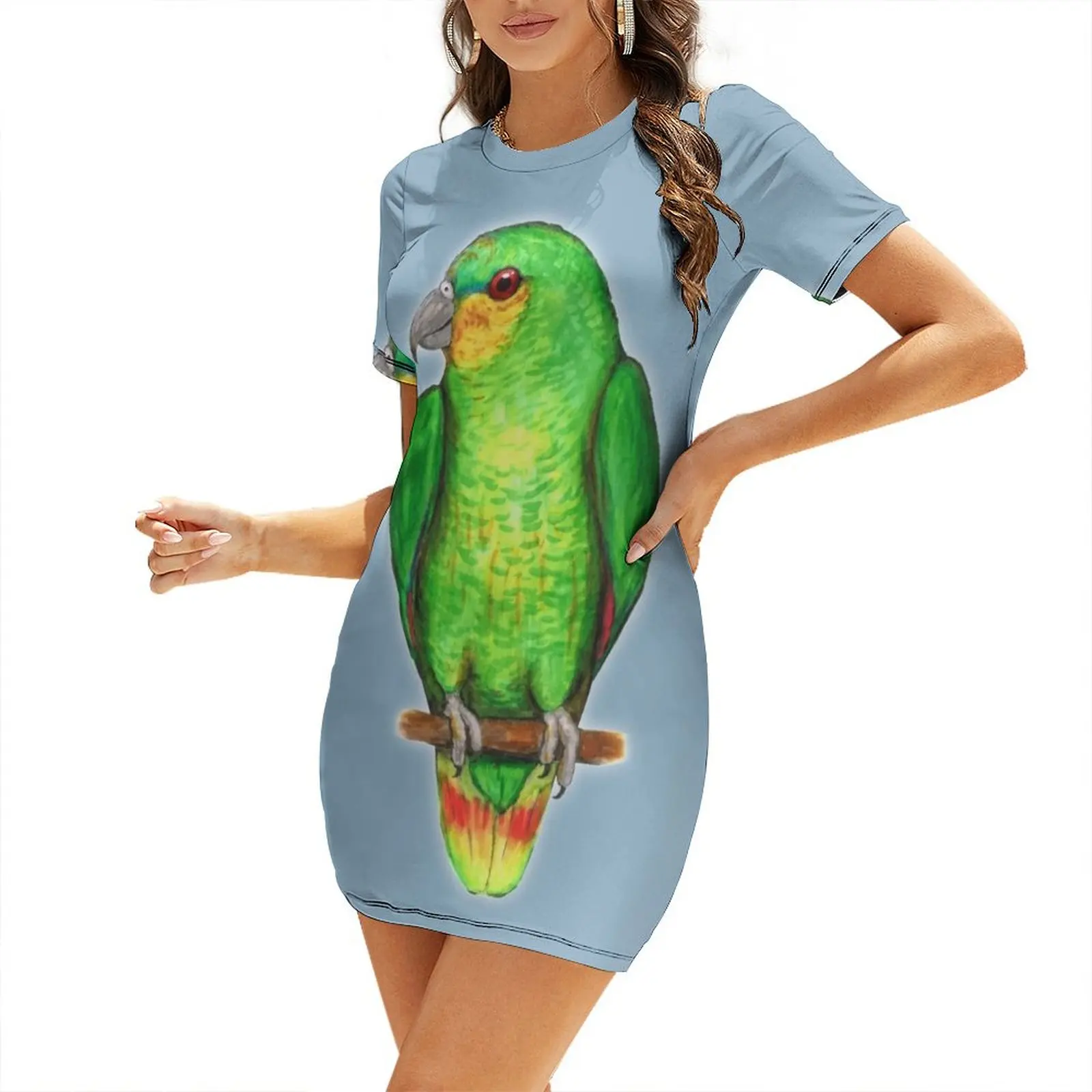Summer Clothing Amazon - فستان ببغاء الأمازون ذو الأجنحة البرتقالية