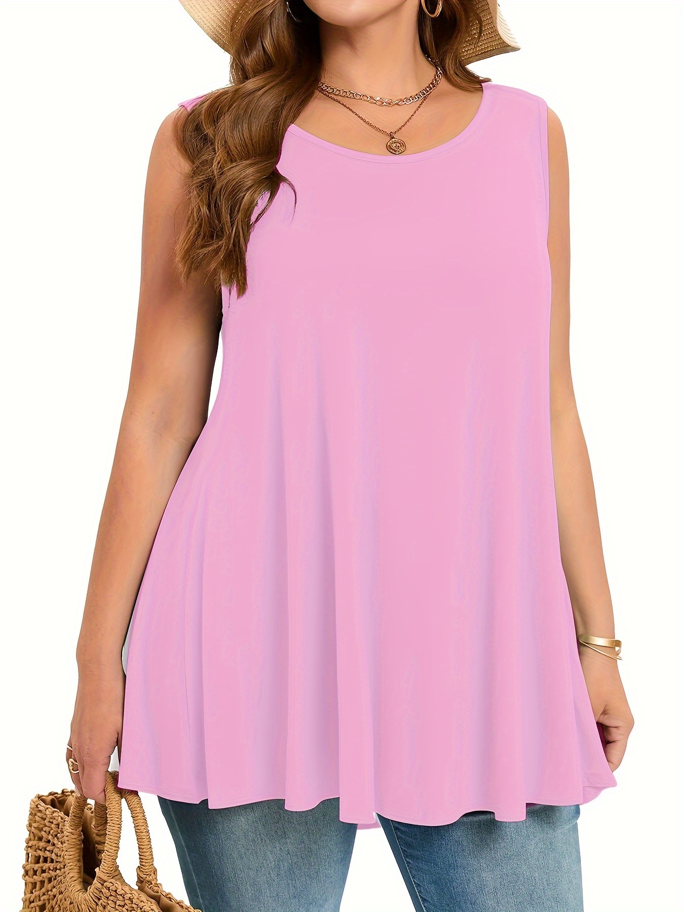 حجم كبير بسيط الصلبة تانك الأع - مراجعة Summer Clothing Styles For Women وسعره