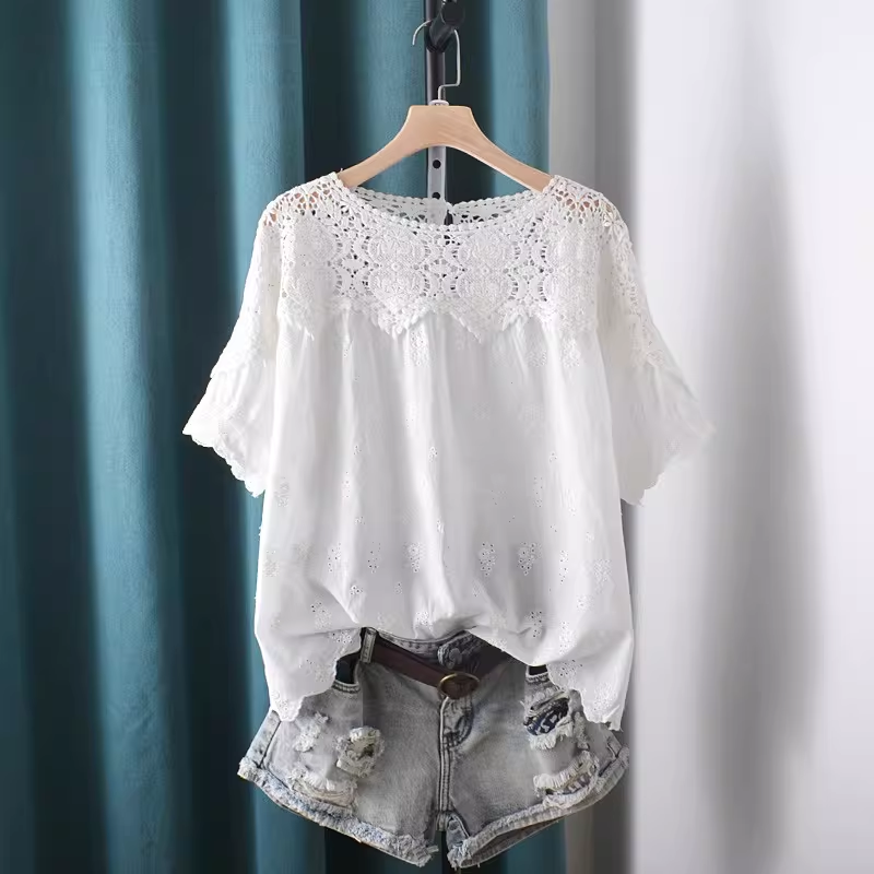 قمصان وبلوزات مطرزة بالدانتيل  - مراجعة Japan Summer Clothing Women وسعره