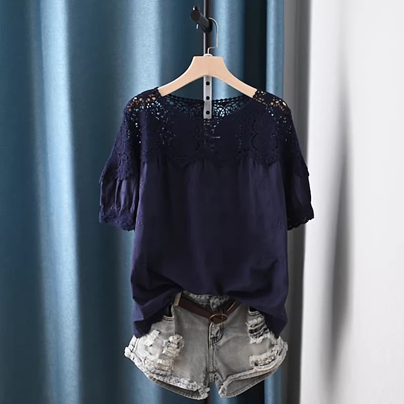 قمصان وبلوزات مطرزة بالدانتيل  - مراجعة Japan Summer Clothing Women وسعره