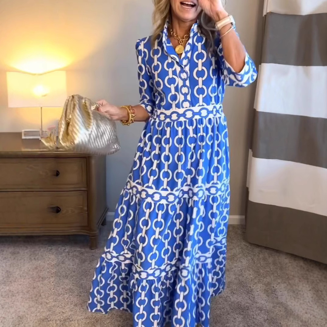 طباعة هندسية فستان طويل الصيف  - مراجعة Summer Clothing Amazon وسعره