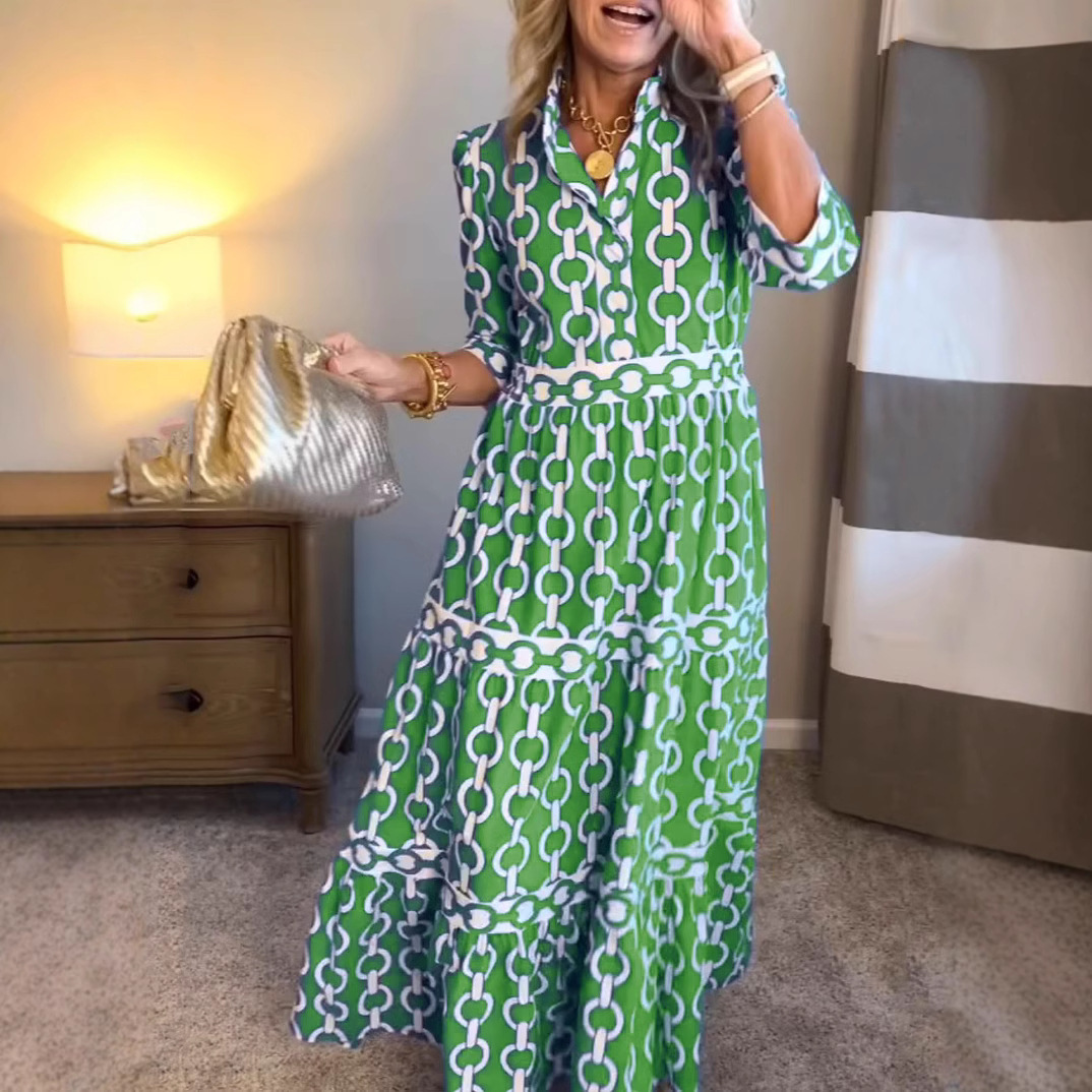 طباعة هندسية فستان طويل الصيف  - مراجعة Summer Clothing Amazon وسعره