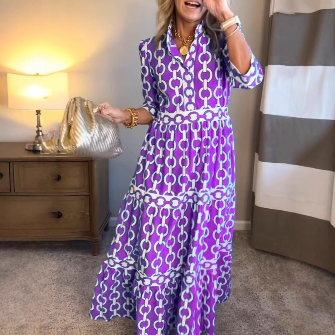 طباعة هندسية فستان طويل الصيف  - مراجعة Summer Clothing Amazon وسعره