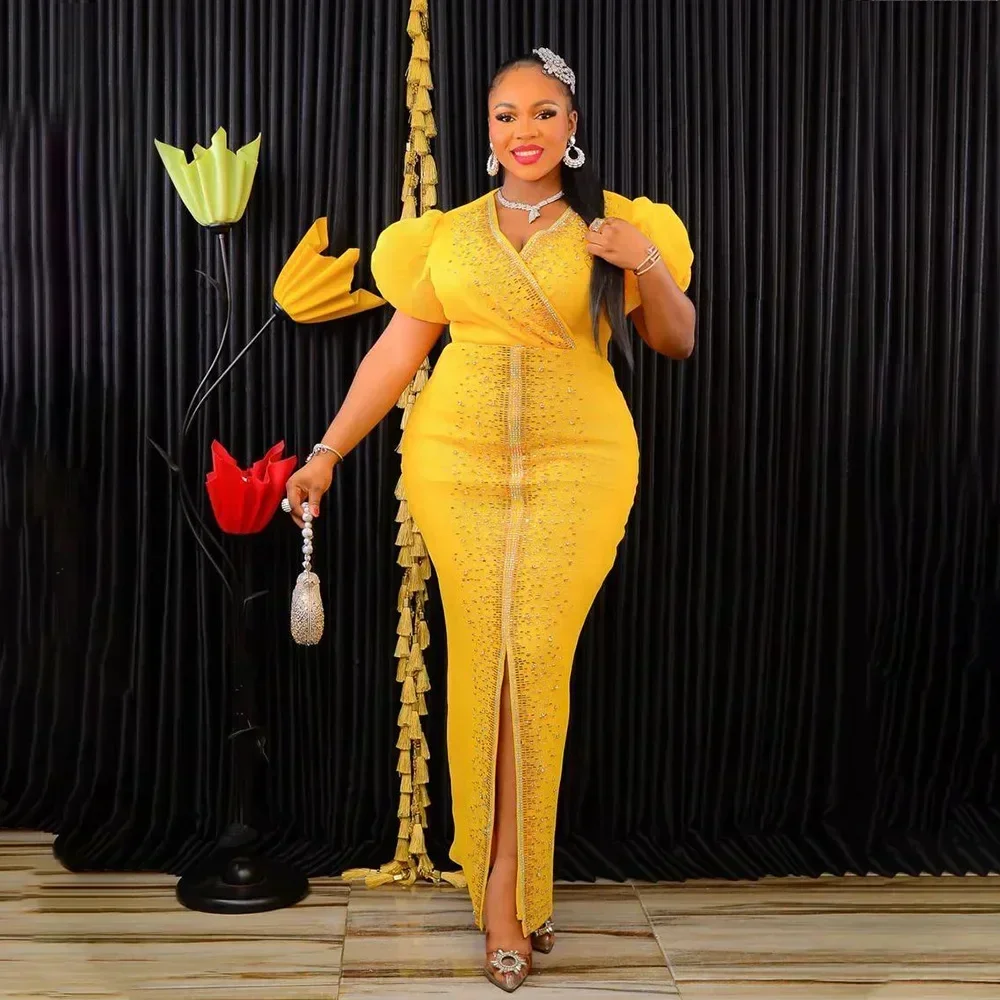 فساتين أفريقية مخصصة للنساء ال - مراجعة Yellow Summer Clothing وسعره